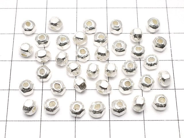 Karen Silver Faceted Roundel 4x4.5x4.5mm White Silver 3pcs