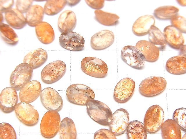 [Video]High Quality Sunstone AAA Loose stone Oval Faceted 6x4mm 5pcs