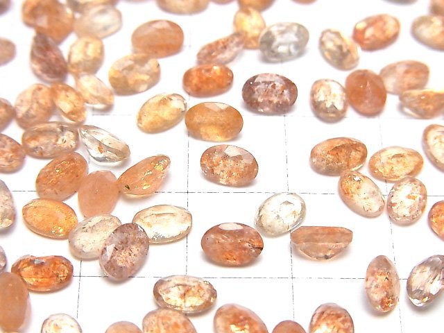 [Video]High Quality Sunstone AAA Loose stone Oval Faceted 6x4mm 5pcs