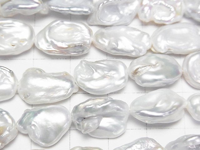 [Video]Fresh Water Pearl Keshi Pearl AA++ Baroque 15-20mm White 1strand beads (aprx.15inch/37cm)