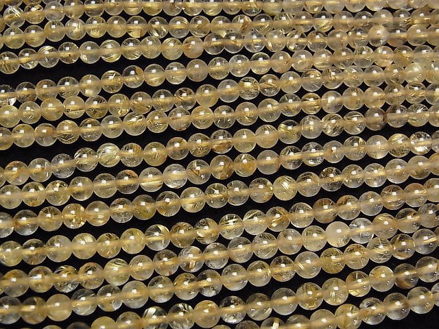 [Video]Rutilated Quartz AA++ Round 4.5mm 1strand beads (aprx.15inch/38cm)