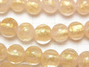 [Video] Lampwork Beads Round 8mm [Gold Powder x Pink] 1strand beads (aprx.9inch/23cm)