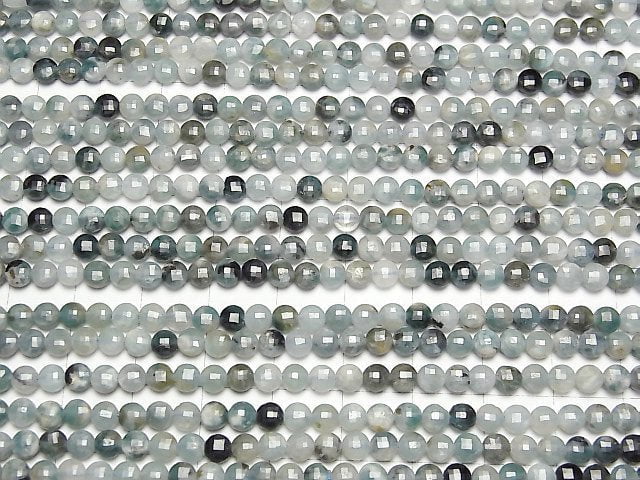 [Video] High Quality! Indigo Light Tourmaline AA+ Faceted Coin 4x4mm 1strand beads (aprx.14inch/35cm)
