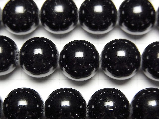 [Video] Black Tourmaline AAA- Round 10mm [2mm hole] half or 1strand beads (aprx.15inch/37cm)