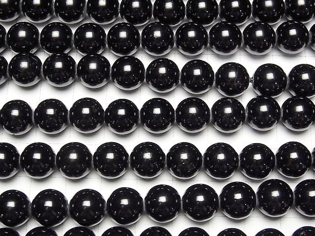 [Video] Black Tourmaline AAA- Round 10mm [2mm hole] half or 1strand beads (aprx.15inch/37cm)