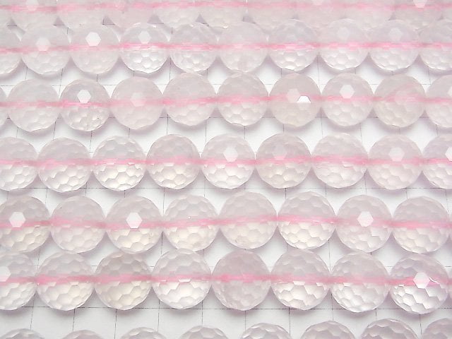 [Video] High Quality! Madagascar Rose Quartz AA++ 128Faceted Round 14mm half or 1strand beads (aprx.15inch/36cm)