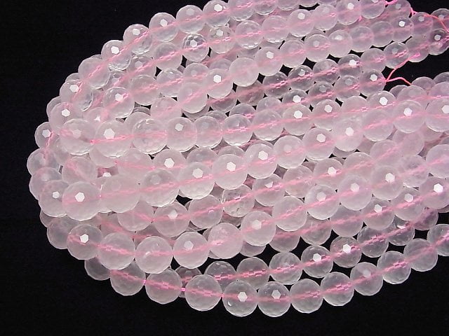 [Video] High Quality! Madagascar Rose Quartz AA++ 128Faceted Round 14mm half or 1strand beads (aprx.15inch/36cm)