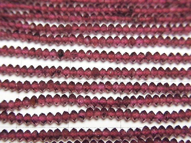 [Video] High Quality! Mozambique Garnet AAA Faceted Button Rondelle 2x2x1.5mm 1strand beads (aprx.15inch/37cm)