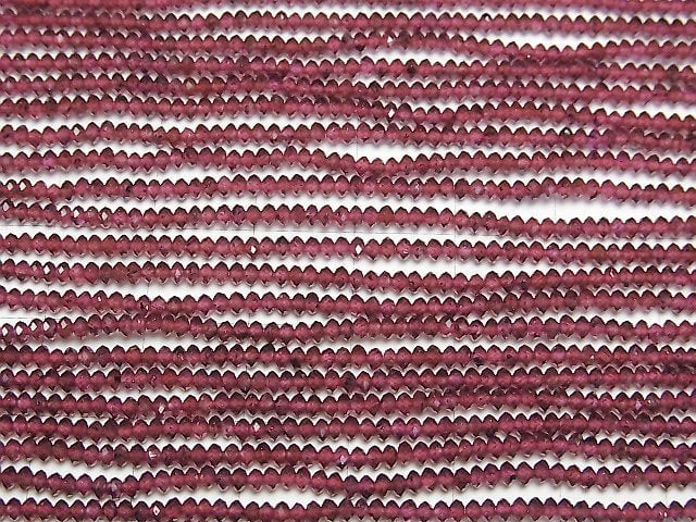 [Video] High Quality! Mozambique Garnet AAA Faceted Button Rondelle 2x2x1.5mm 1strand beads (aprx.15inch/37cm)