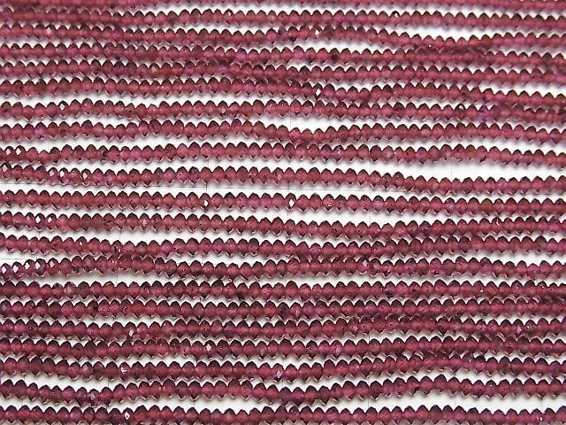 [Video] High Quality! Mozambique Garnet AAA Faceted Button Roundel 2x2x1.5mm 1strand beads (aprx.15inch/37cm)