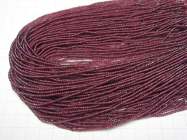 [Video] High Quality! Mozambique Garnet AAA Faceted Button Rondelle 2x2x1.5mm 1strand beads (aprx.15inch/37cm)