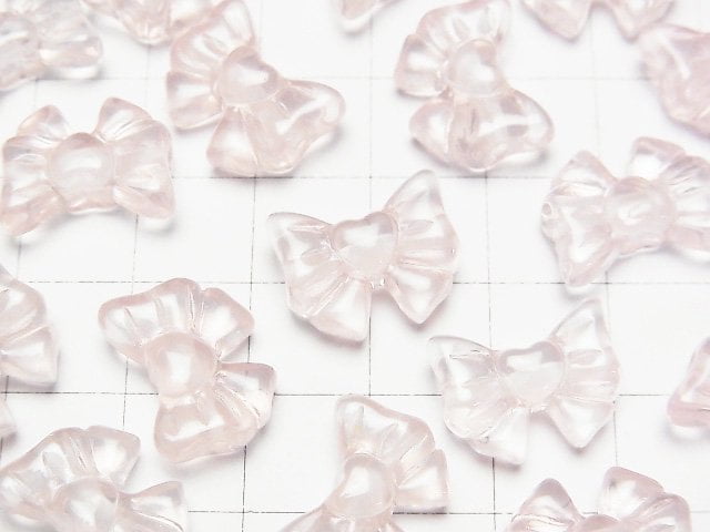 [Video]Rose Quartz AAA Ribbon Motif 12x15mm [Horizontal hole] 2pcs