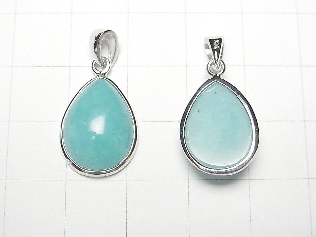 [Video] Peru Amazonite AAA Pear shape 17x13mm Pendant Silver925 1pc