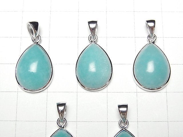 [Video] Peru Amazonite AAA Pear shape 17x13mm Pendant Silver925 1pc