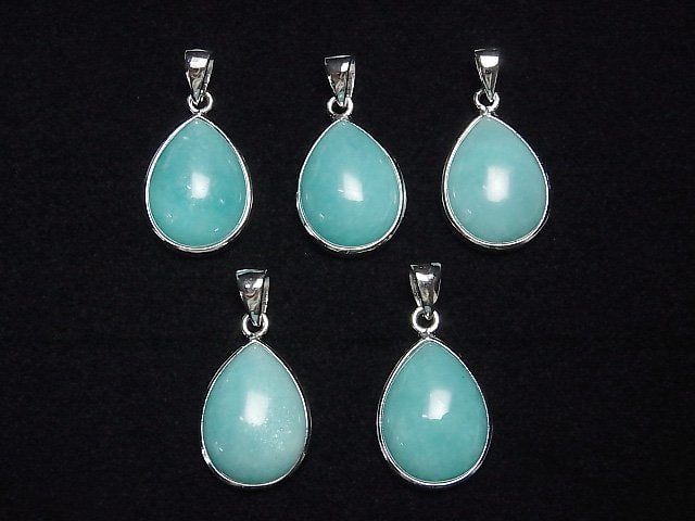 [Video] Peru Amazonite AAA Pear shape 17x13mm Pendant Silver925 1pc