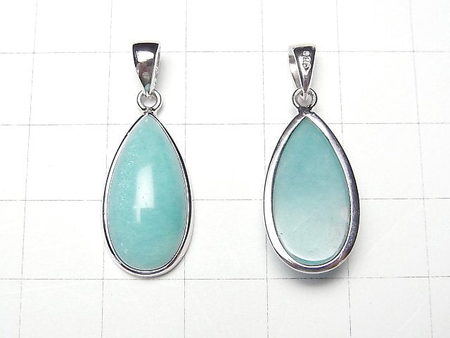 [Video] Peru Amazonite AAA Pear shape 21x11mm Pendant Silver925 1pc