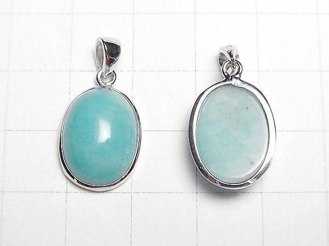 [Video] Peru Amazonite AAA Oval 17x13mm Pendant Silver925 1pc