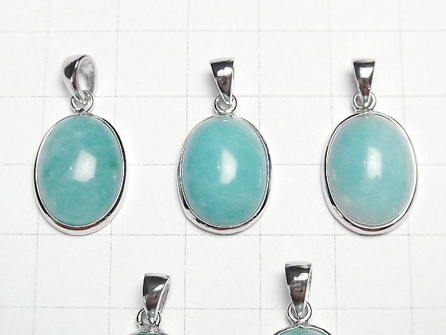 [Video] Peru Amazonite AAA Oval 17x13mm Pendant Silver925 1pc