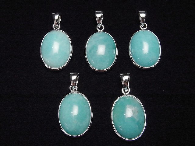 [Video] Peru Amazonite AAA Oval 17x13mm Pendant Silver925 1pc