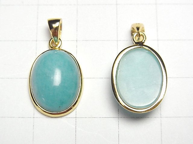 [Video] Peru Amazonite AAA Oval 17x13mm Pendant 18KGP 1pc