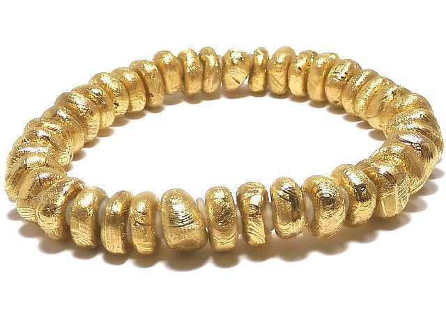 [Video][One of a kind] Meteorite (Muonionalusta) Rough Roundel Yellow Gold Bracelet NO.1