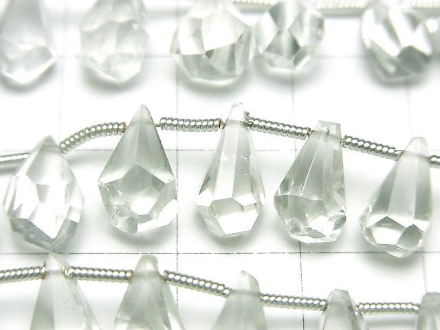 [Video]High Quality Green Amethyst AA++ Rough Drop Faceted Briolette 1strand beads (aprx.7inch/17cm)