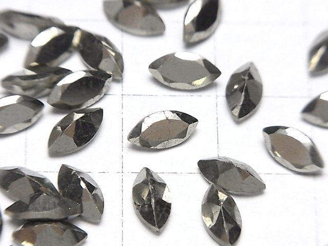 [Video]Pyrite Loose stone Marquise Faceted 8x4mm 5pcs