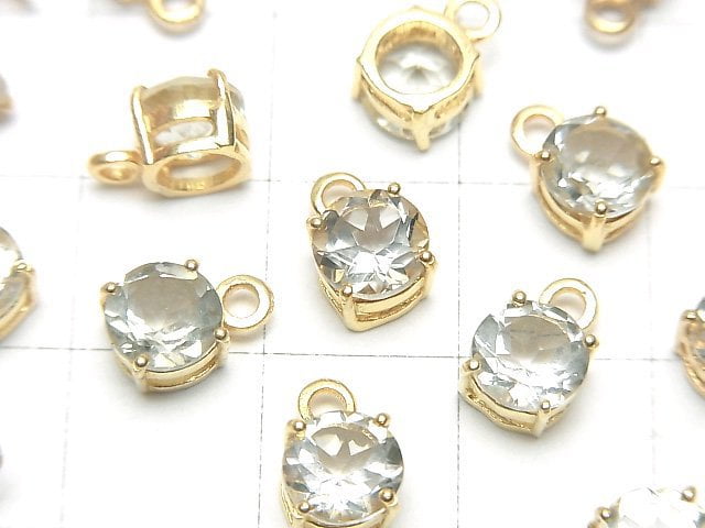 [Video]High Quality Green Amethyst AAA Bezel Setting Round Faceted 6x6mm 18KGP 2pcs