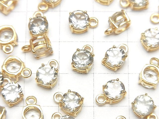 [Video]High Quality Green Amethyst AAA Bezel Setting Round Faceted 6x6mm 18KGP 2pcs