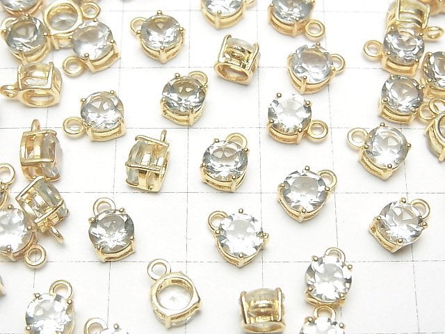 [Video]High Quality Green Amethyst AAA Bezel Setting Round Faceted 6x6mm 18KGP 2pcs
