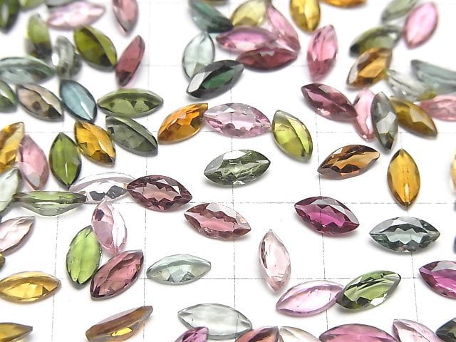 [Video]High Quality Multi color Tourmaline AAA Loose stone Marquise Faceted 8x4mm 5pcs