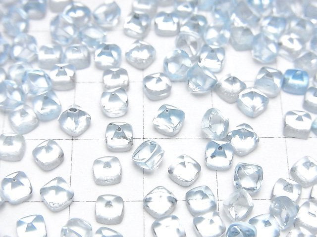 [Video] High Quality Sky Blue Topaz AAA Sugarloaf Cut 4x4mm 5pcs