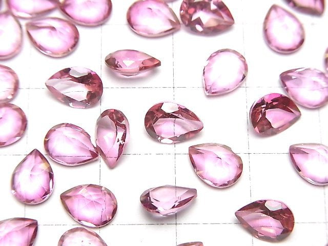 [Video]High Quality Pink Topaz AAA Loose stone Pear shape Faceted 8x6mm 3pcs