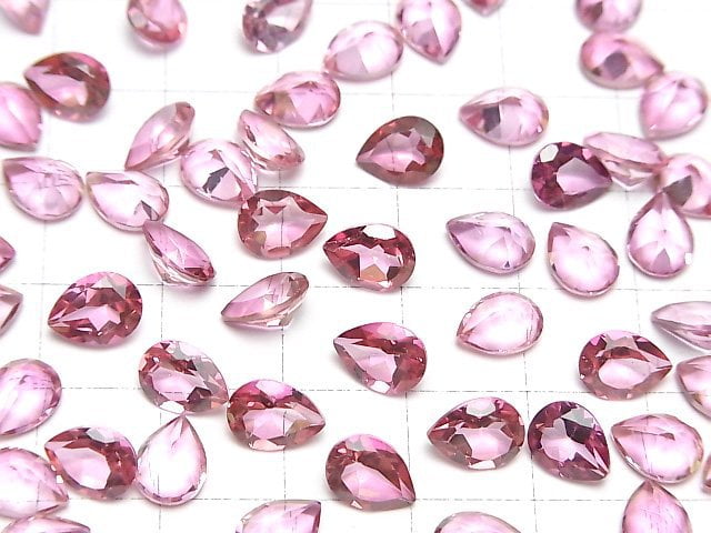 [Video]High Quality Pink Topaz AAA Loose stone Pear shape Faceted 8x6mm 3pcs