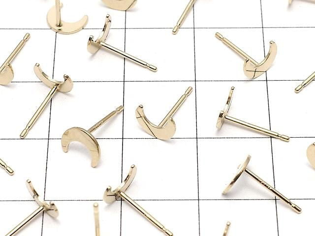 14KGF Crescent Moon Design Earstuds Earrings (1 pair) (2 pieces)