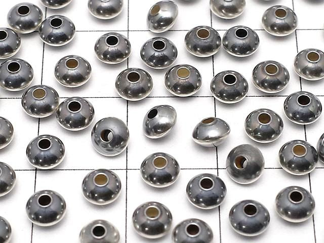 925純銀納瓦荷珍珠算盤珠 (扁圓珠) 4.5x4.5x3毫米 5顆