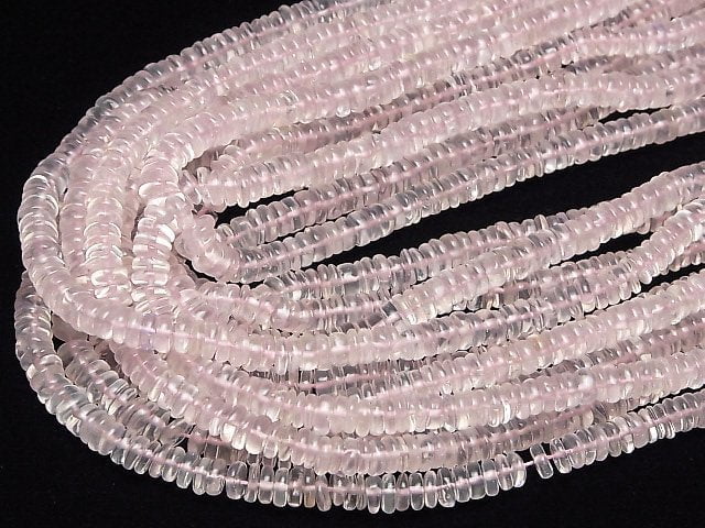 [Video]Rose Quartz AAA- Rondelle (Heishi) 1strand beads (aprx.15inch/38cm)
