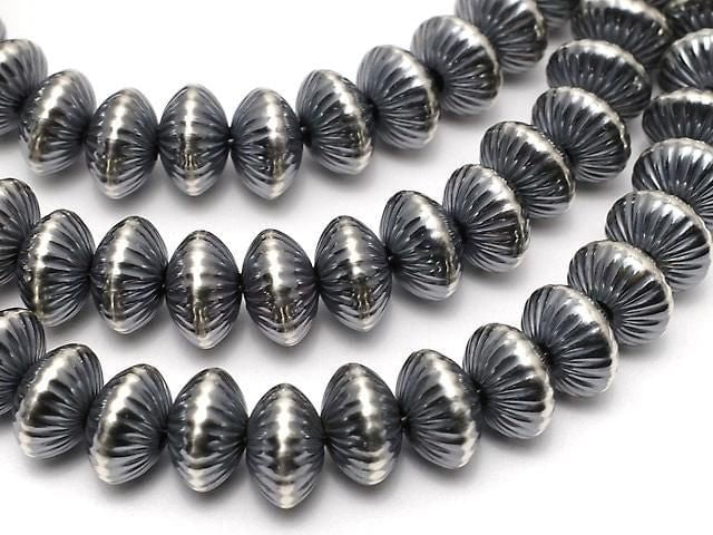 Silver925 Navajo Pearl Line Carved Rondelle 8.9x5.6mm 1pc