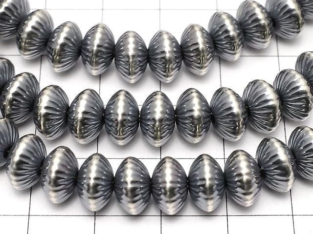 Silver925 Navajo Pearl Line Carved Rondelle 8.9x5.6mm 1pc