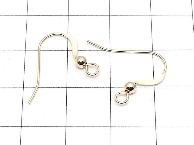 14KGF Earwire with round beads 16x20mm 1pair (2 pieces)