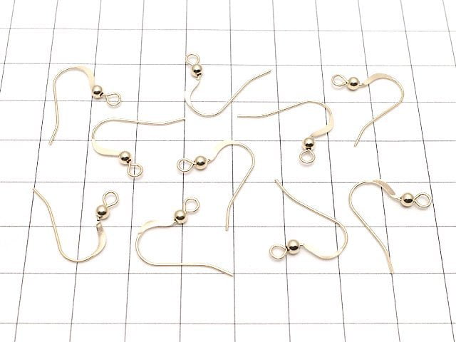 14KGF Earwire with round beads 16x20mm 1pair (2 pieces)