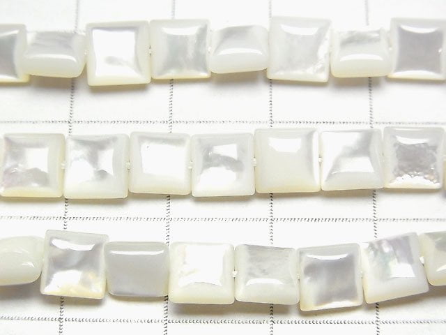 [Video] High quality white Shell (Silver-lip Oyster)AAA Square 6x6x3mm half or 1strand beads (aprx.15inch/38cm)