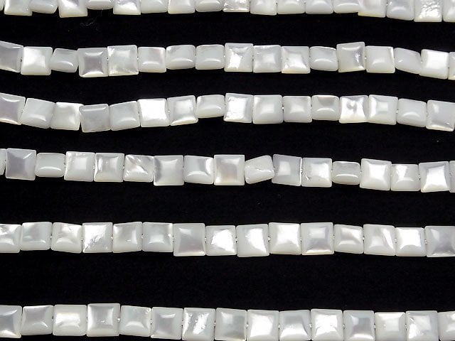 [Video] High quality white Shell (Silver-lip Oyster)AAA Square 6x6x3mm half or 1strand beads (aprx.15inch/38cm)