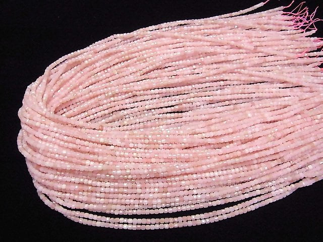 [Video] High Quality! Pink Opal AAA- Cube Shape 2x2x2mm 1strand beads (aprx.15inch/37cm)