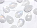 [Video]High Quality Rainbow Moonstone AA++ Pear shape Cabochon 9x6mm 5pcs