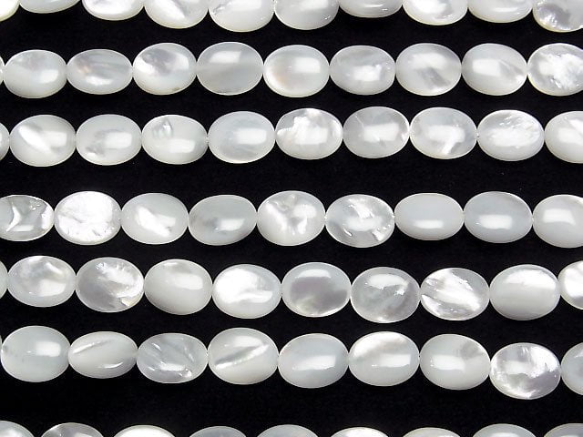 [Video] High Quality White Shell (Silver-lip Oyster)AAA Oval 10x8x4mm 1/4 or 1strand beads (aprx.15inch/38cm)