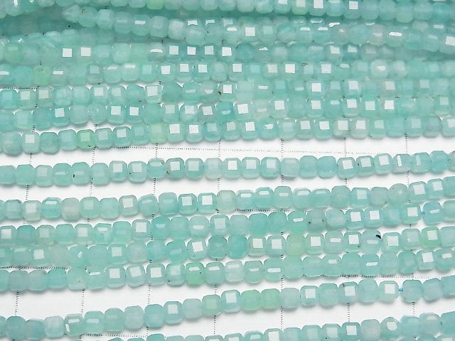 [Video] High Quality! Amazonite Silica AA++ Cube Shape 3x3x3mm 1strand beads (aprx.15inch/37cm)