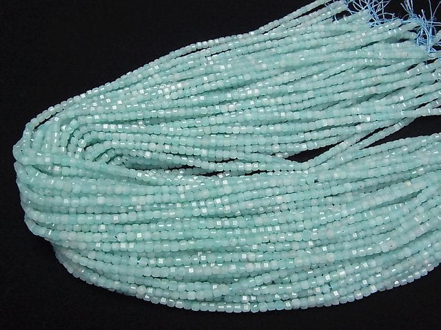 [Video] High Quality! Amazonite Silica AA++ Cube Shape 3x3x3mm 1strand beads (aprx.15inch/37cm)