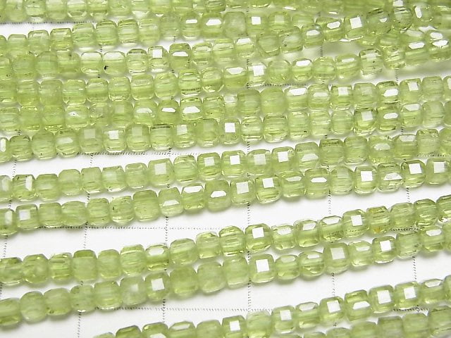 [Video] High Quality! Peridot AA++ Cube Shape 3x3x3mm half or 1strand beads (aprx.15inch/37cm)