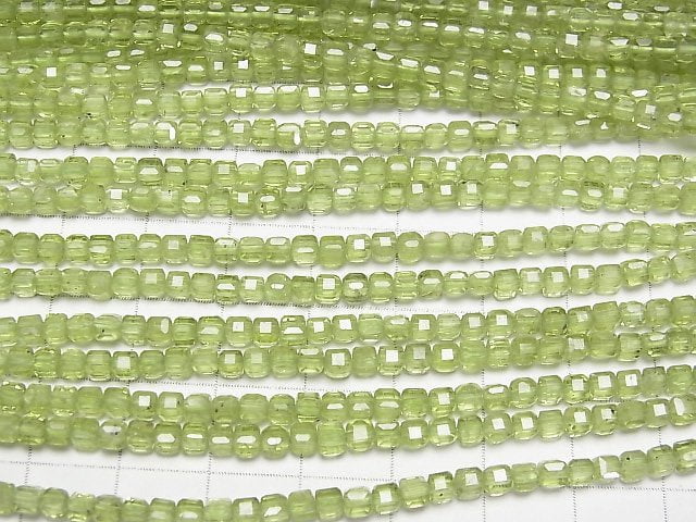 [Video] High Quality! Peridot AA++ Cube Shape 3x3x3mm half or 1strand beads (aprx.15inch/37cm)